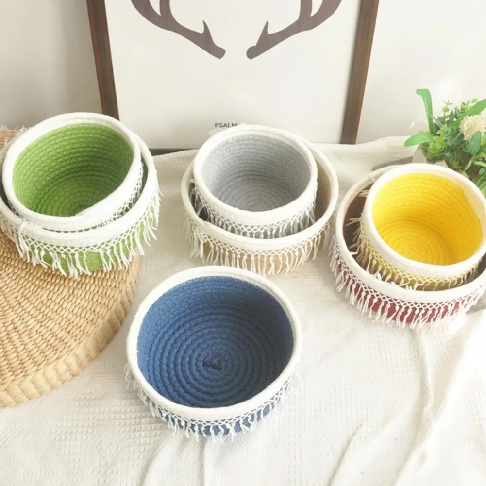 

New Style Creative Storage Basket No Sharp Corners Large Capacity Cotton Line Towels Small Debris Storage Basket for Bedroom