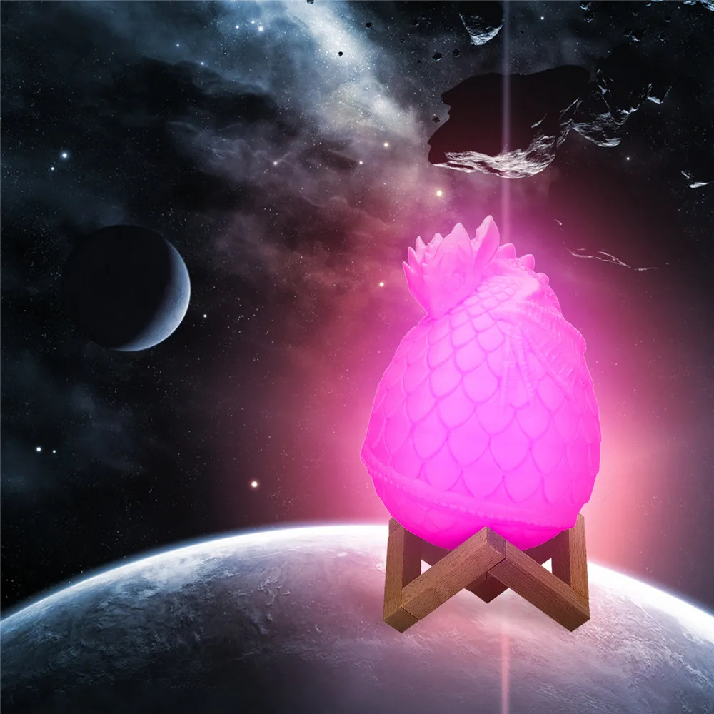 СВЕТОДИОДНЫЙ 3D светильник дракон яйцо принт ночник для детей 16 цветов