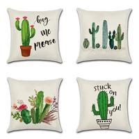 tropical desert cactus printing cushion cover home decorative green plant flowers pillow case linen sofa pillowcase gift 4545cm