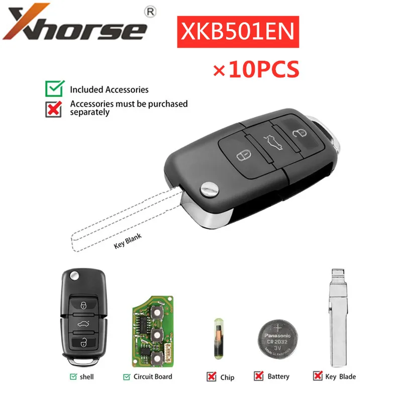 Универсальный проводной дистанционный ключ XHORSE XKB501EN для Volkswagen B5 Type 3 кнопки VVDI Key