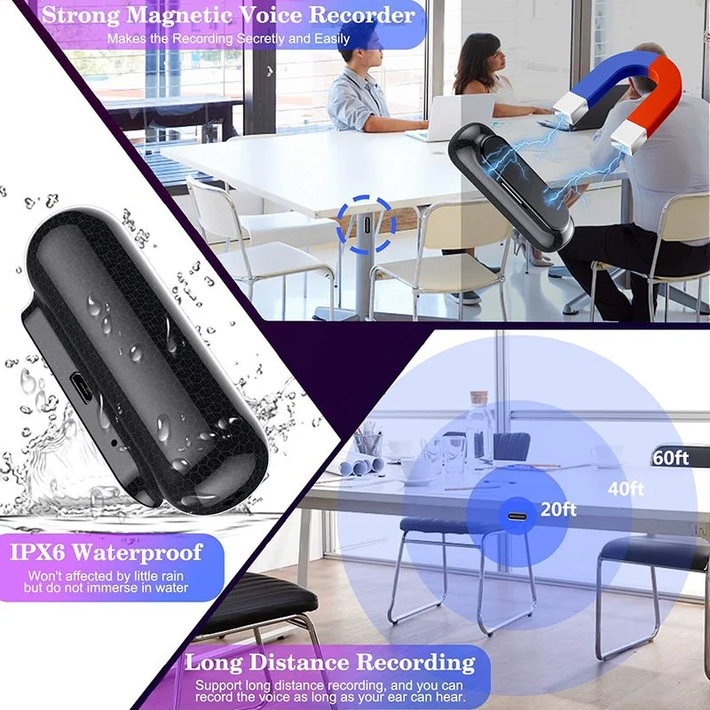 

Best Quality Magnet Micro Sound 32GB Voice Recorder Pen Professional Activated 400 Hours Dictaphone MP3 Players for Meetings