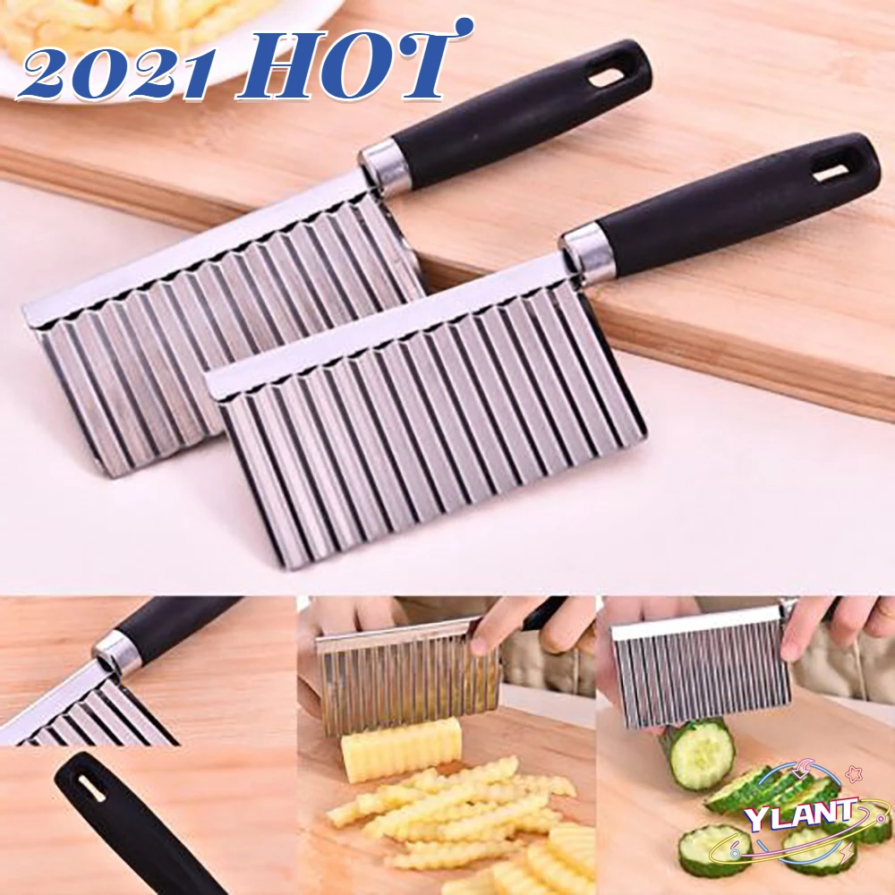 

SWT Stainless Steel Kitchen Gadget Vegetable Fruit Cutting Tool fries machine Kitchen Potato Wavy Edged Knife