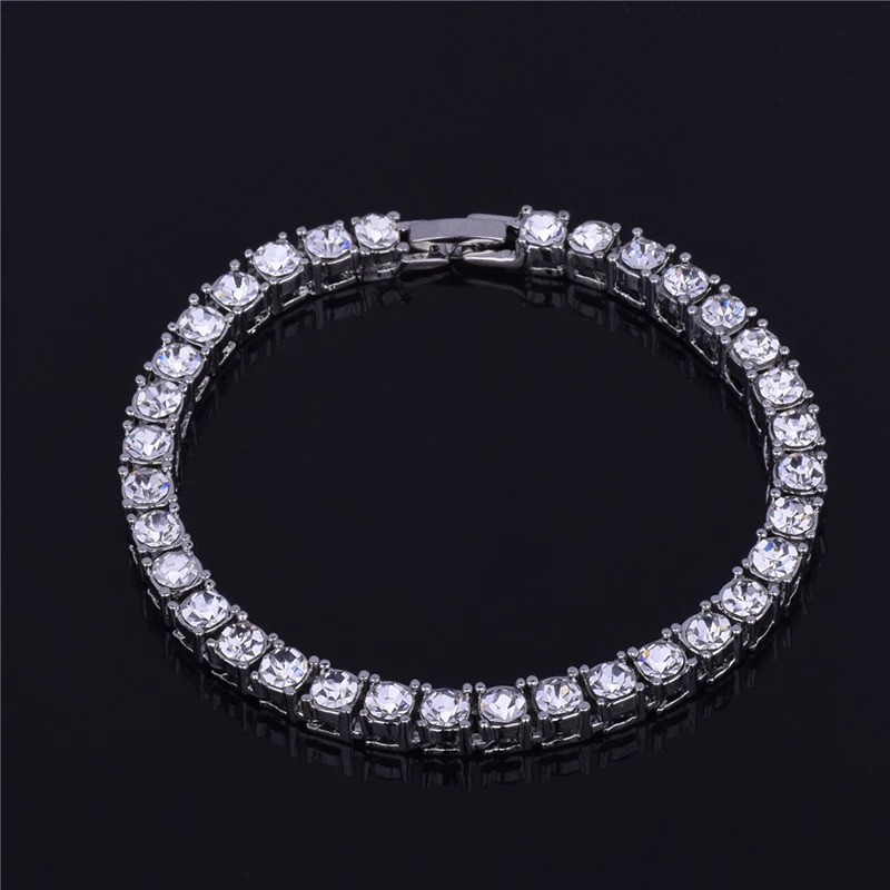 Luxury AAA Cubic Zirconia Tennis Bracelet Fashion Gold Silver Color Irced Out Chain Hip Hop Braclet For Men Wristband Jewelry
