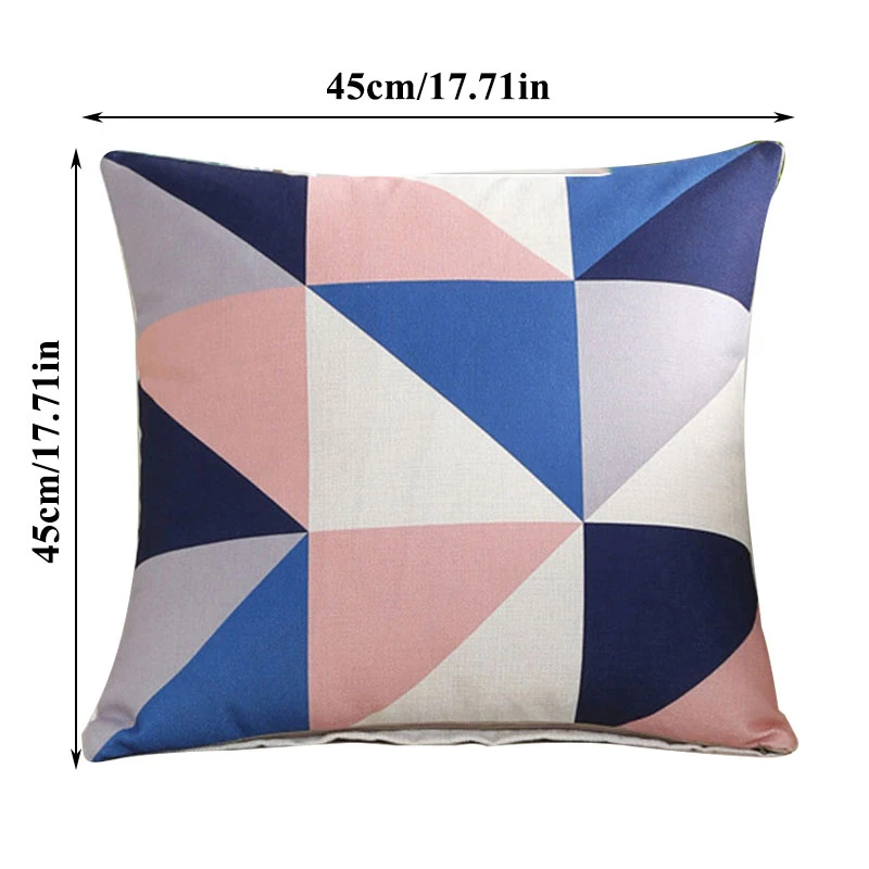 

Geometric Blue Plaid Decorative Pillow Cushion Cover 45x45 Summer Pillow Cover Home Decoration Sofa Living Room Pillow Cover