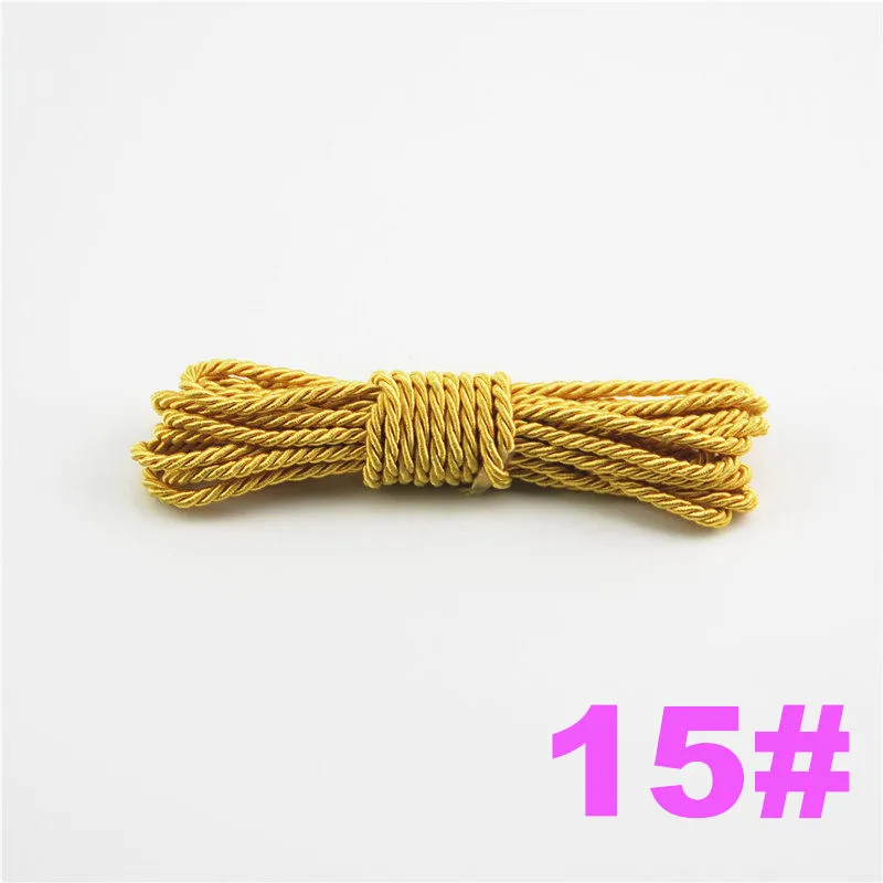 DIY Cord Jewelry findings 3 мм сплошной цвет 3 плетеный шнур декоративная скрученная атласная полиэфирная нить 100 м/шт. DS217 - Цвет: 15