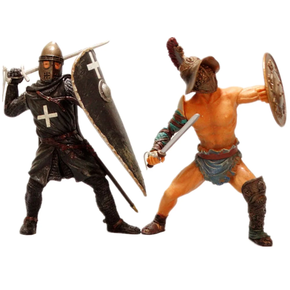 

10cm Ancient Soldier Model Retro Traditionional Warrior Cavalier Plastic Toy Medieval Roman Knight Boy Toys Kids Christmas Gift