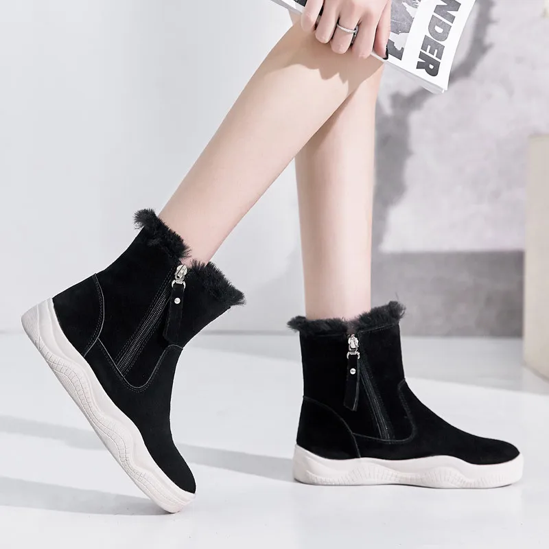 

Platform Boots for Women 2021 New Snow Boots Women Heels Winter Shoes Woman Booties Warm Designer Shoes Ankle Boot Female Rubber