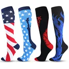 Носки компрессионные с флагом США, спортивные носки компрессионные для снятия симптомов усталости, снятия боли в коленях, предотвращения варикозного расширения вен