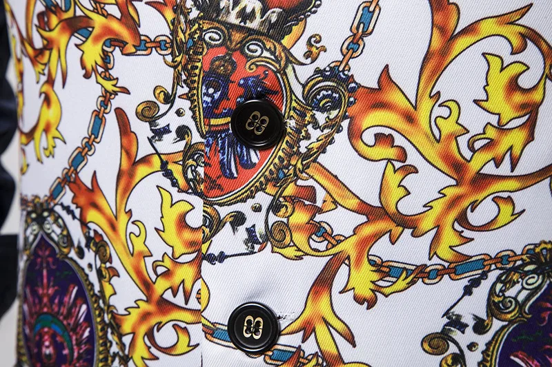 

Casual Fashion Men's 3D European Code Retro Pattern Printed Single-breasted Vest Personalized Suit Vest Wedding MJ184