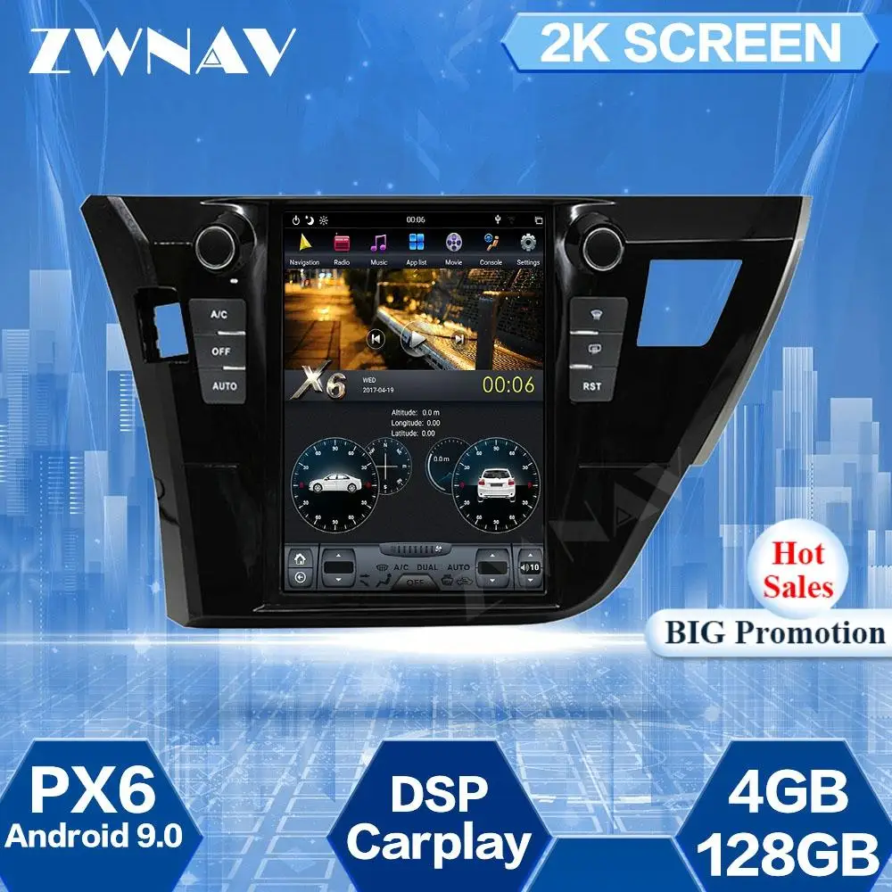 

128GB Tesla Big Screen For Toyota Corolla 2014 2015 2016 Android 9.0 Car Multimedia Player GPS Navi Auto Audio Radio Stereo Unit
