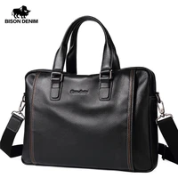 bison denim genuine leather men bag laptop briefcase male famous brand crossbody bag business mens handbag shoulder bag n2739 4