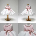 Розовое платье для малышей, платье для крещения на первый день рождения, одежда для девочек, бальное платье для малышей, детское платье