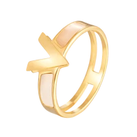 trendy letter v design shell stainless steel ring for women ladies gold rings luxury jewelry wedding gifts