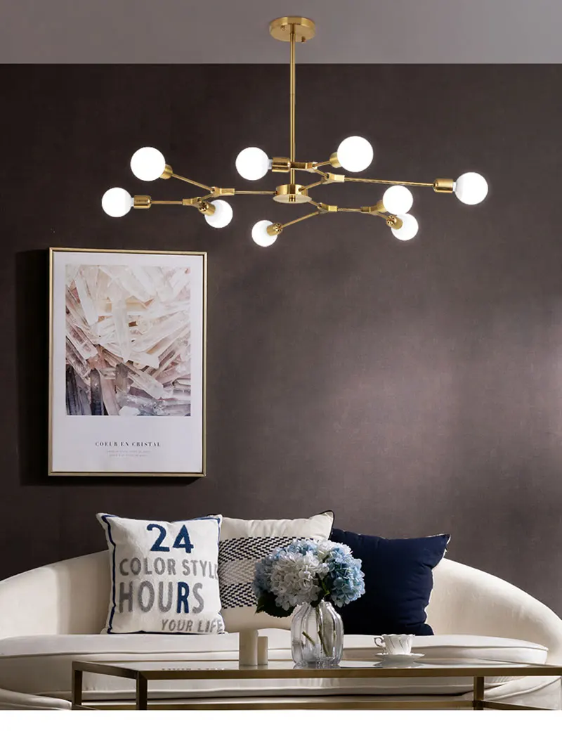 Светодиодная осветительная люстра в виде подсвечника скандинавского черного