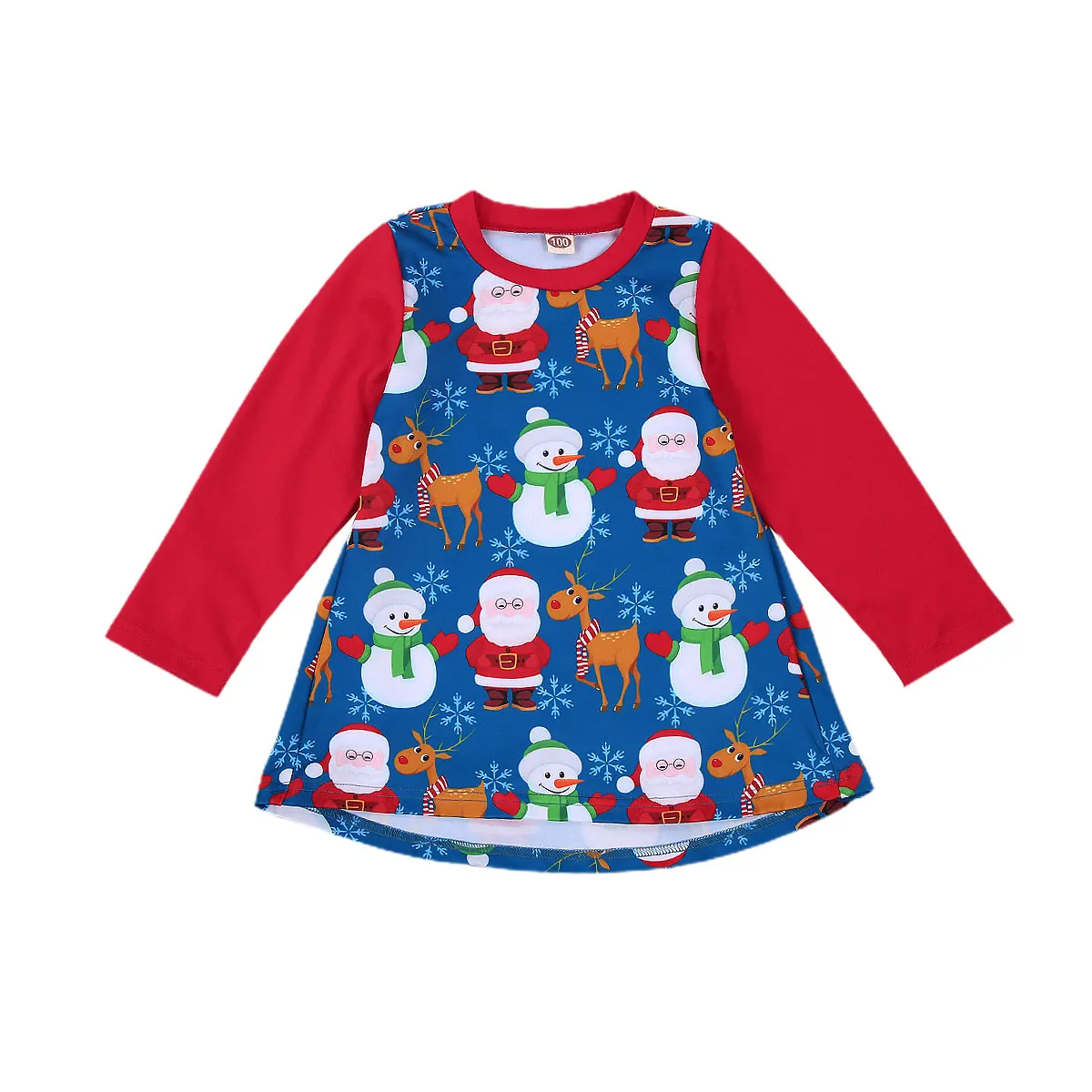 

Toddler Infant Kids Baby Girl Xmas Dress 2020 Christmas Autumn Spring Long Sleeve Patchwork Round Neck Dresses Outfits Clothing