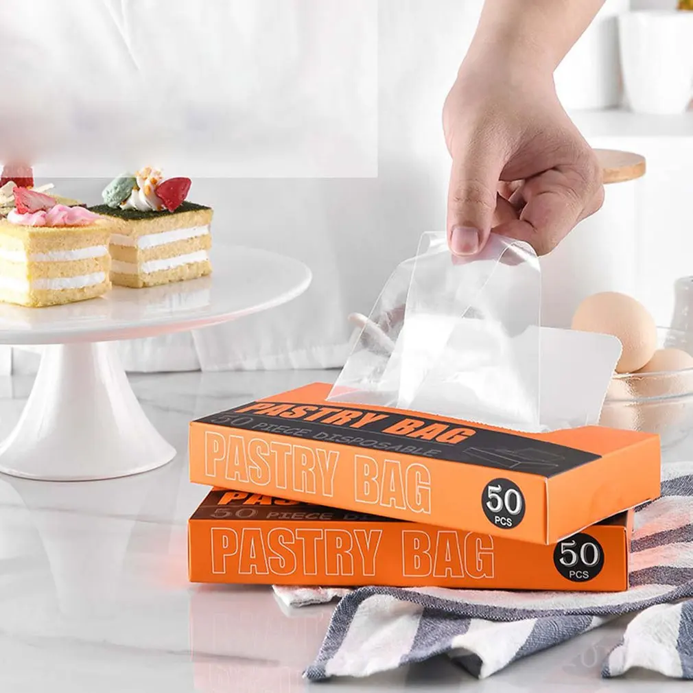 50 шт./кор. прозрачный PE Одноразовые утолщенной декоративный мешок торт украшения