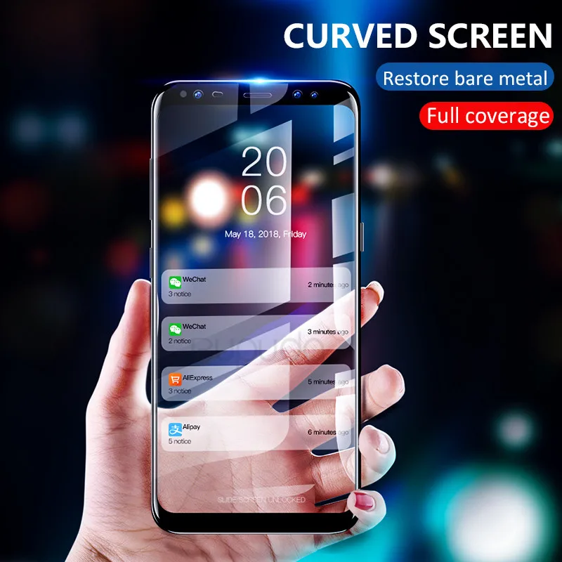 20D полное покрытие из закаленного стекла для samsung Galaxy S7 S8 S9 Plus Note 10 9 8 Защитная пленка для экрана для samsung A6 A8 PLus стекло