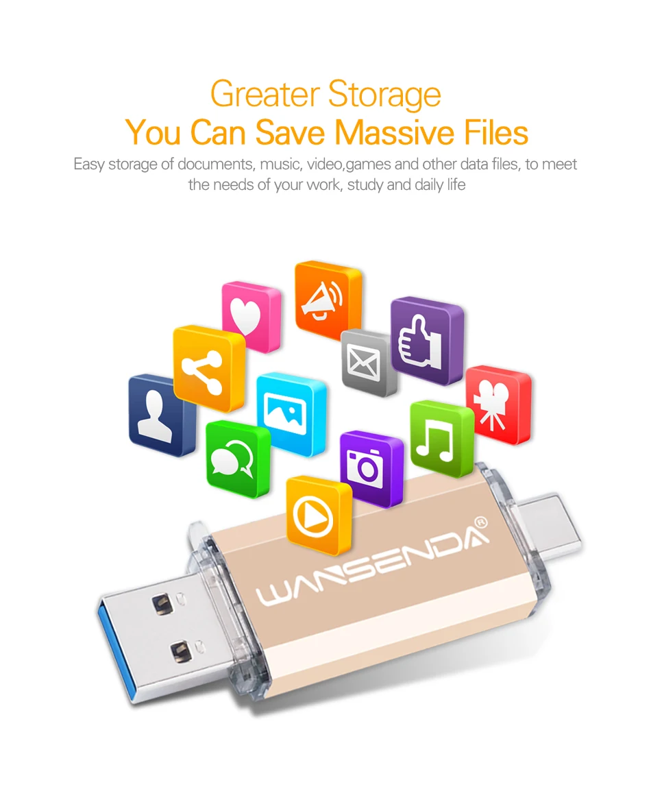 Usb 3,0 WANSENDA type C OTG флеш-накопитель металлический USB флэш-накопитель 16 ГБ 32 ГБ 64 Гб 128 ГБ 256 ГБ usb-носитель Флешка с углублением под большой палец-накопитель