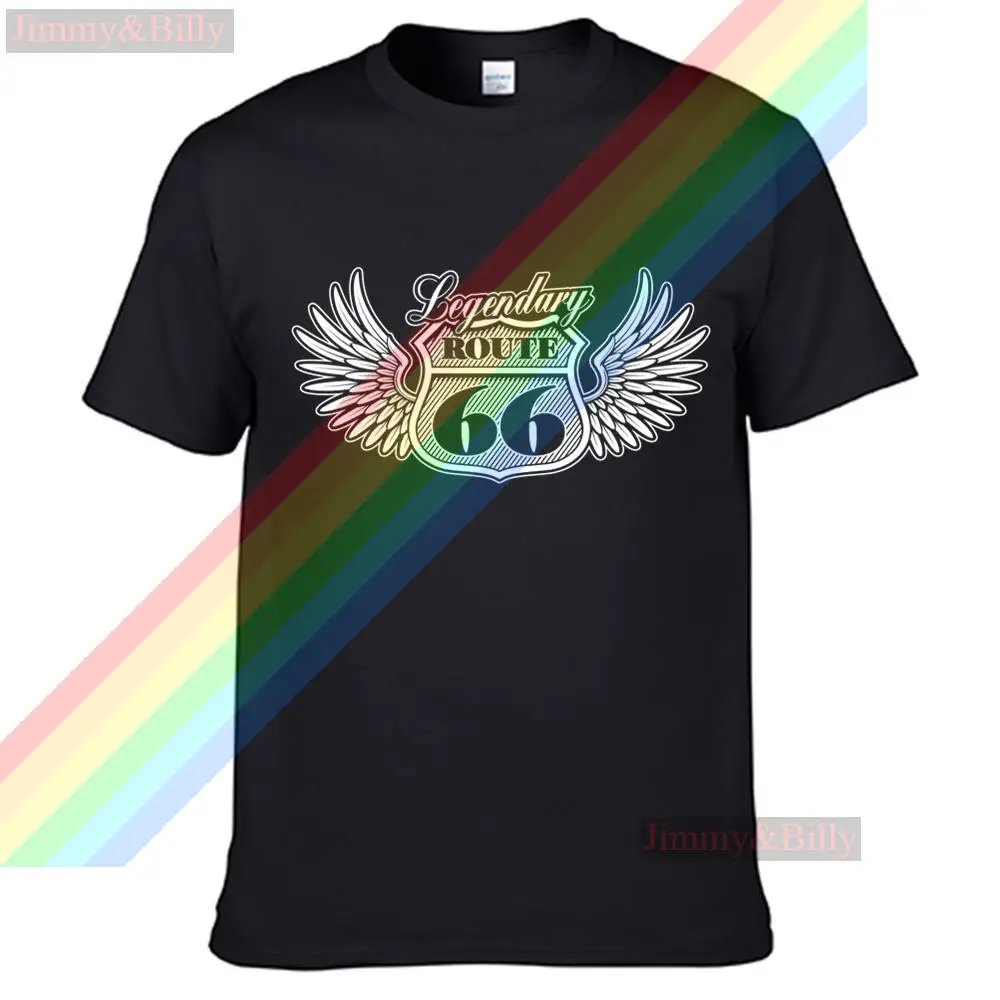 

Vintage Emblem Route 66 With Wings Vector T Shirt For Men Limitied Edition Unisex Brand T-shirt Cotton Amazing Short Sleeve Tops