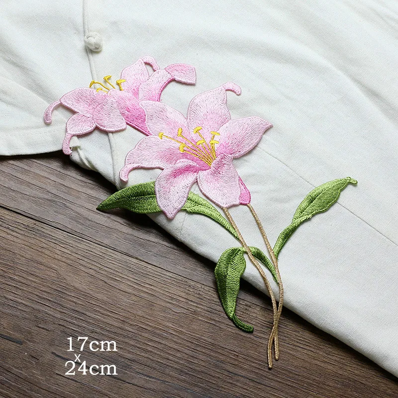

Color Orchid Applique Dress Patch Hanfu Cheongsam Plain Decorative Flowers Hand-embroidered Water-soluble patches for clothing