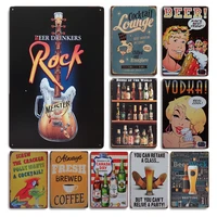 personalized beer poster metal painting sign vintage vodka tin sign coffee bar kitchen wall decor cocktail paintings wall plate