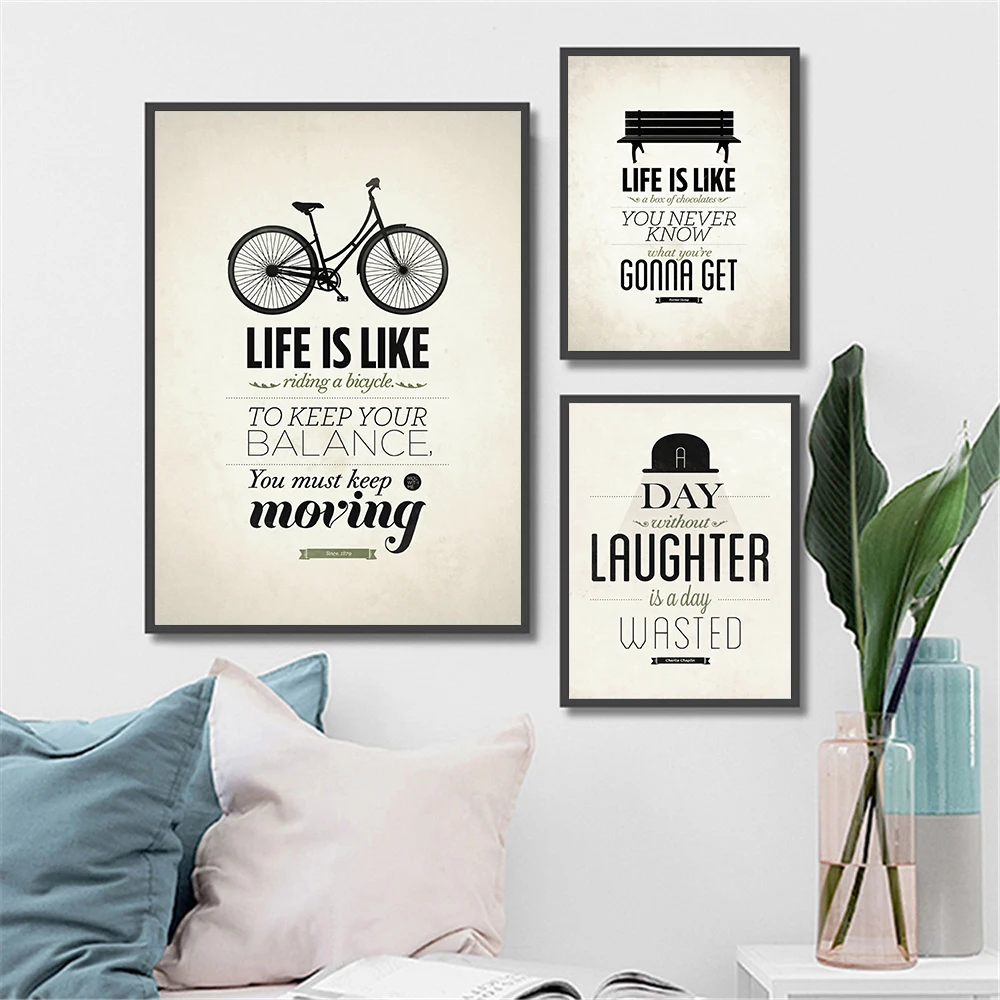 Винтажные постеры и принты жизнь похожа на велосипед смехи цитаты для детской