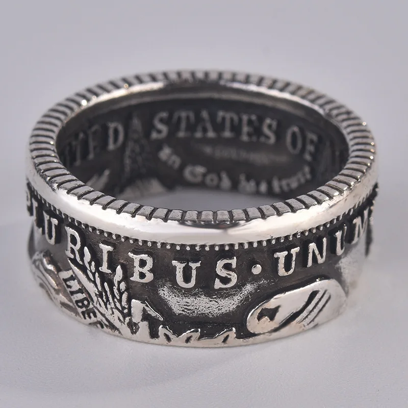 Винтажный тайский серебро 925 монета Моргана кольцо для вечевечерние ювелирные