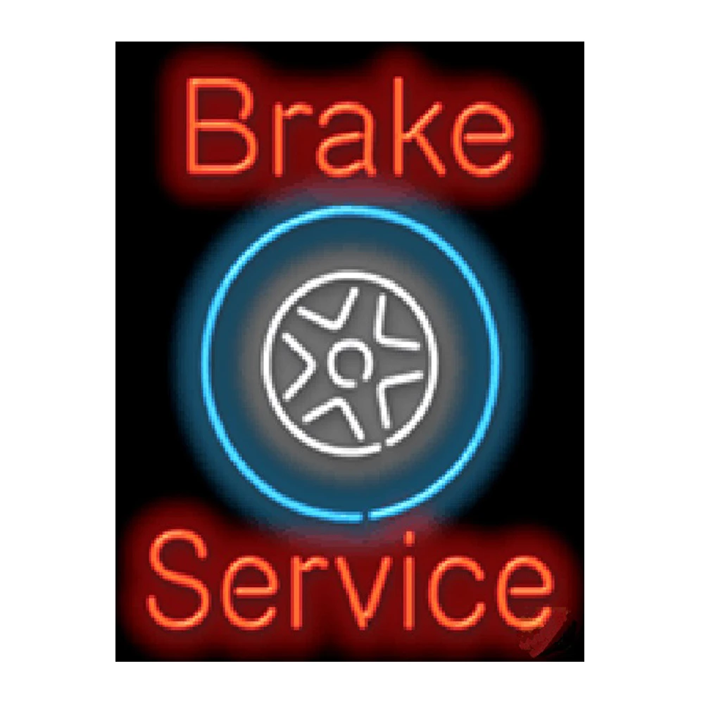 

Brake Service Wheel Custom Handmade Real Glass Tube Car After-sale Store Firm Shop Advertise Decoration Display Sign Neon 20X24"