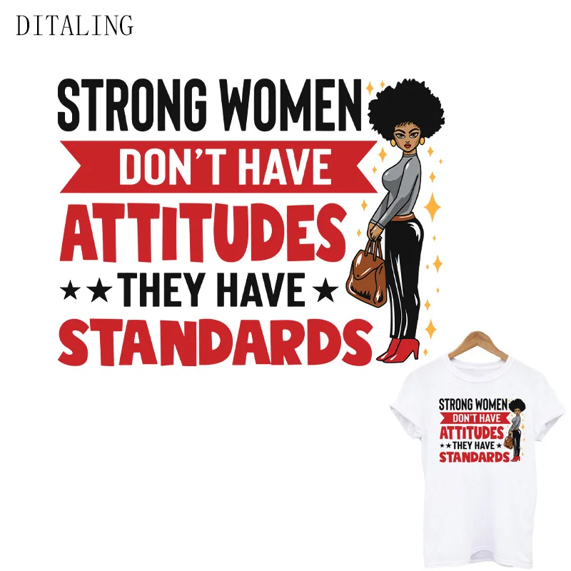 

Attitude – class a women's washable stickers, iron thermal patches on clothes, black girl fashion, DIY