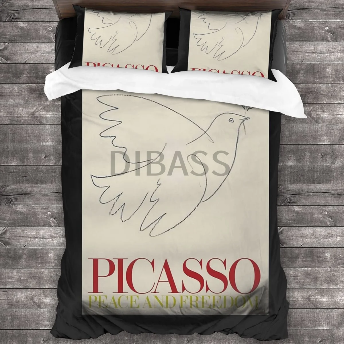 

Peace Freedom Picasso Bird Comforter Set with 2 Pillowcases，Soft Microfiber Bedding Set Duvet Cover