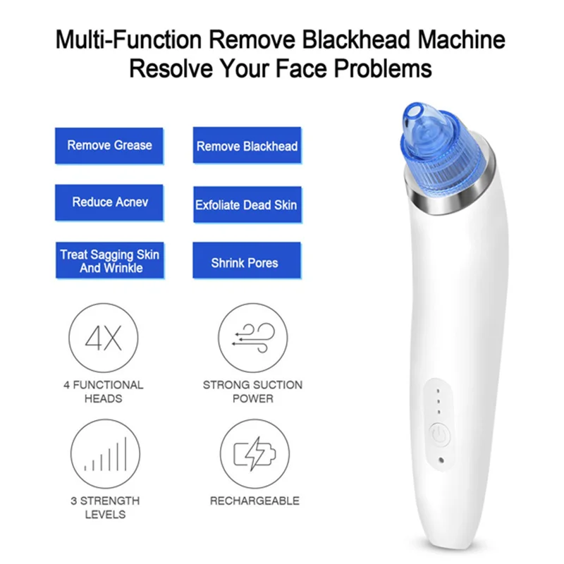 Vacuum Blackhead Remover Electric Facial Pore Cleaner Skincare Acne Pimple Black Spot Suction Exfoliating Beauty Instrument electric acne pores remove vacuum pore cleaner blackhead remover exfoliating cleansing facial beauty instrument