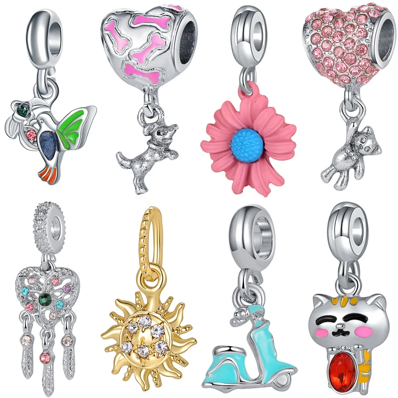 

European Metal Animals Beads Fit Original Pandora Charms Bracelet Crystal Ice Cream Beads for Women DIY Jewelry Handmade Crafts