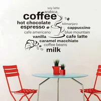 Cafe proverbs coffee wall stickers For Cafe Decor Kitchen Coffee Quotes wall decals Vinyl Art restaurant decoration Poster Z585
