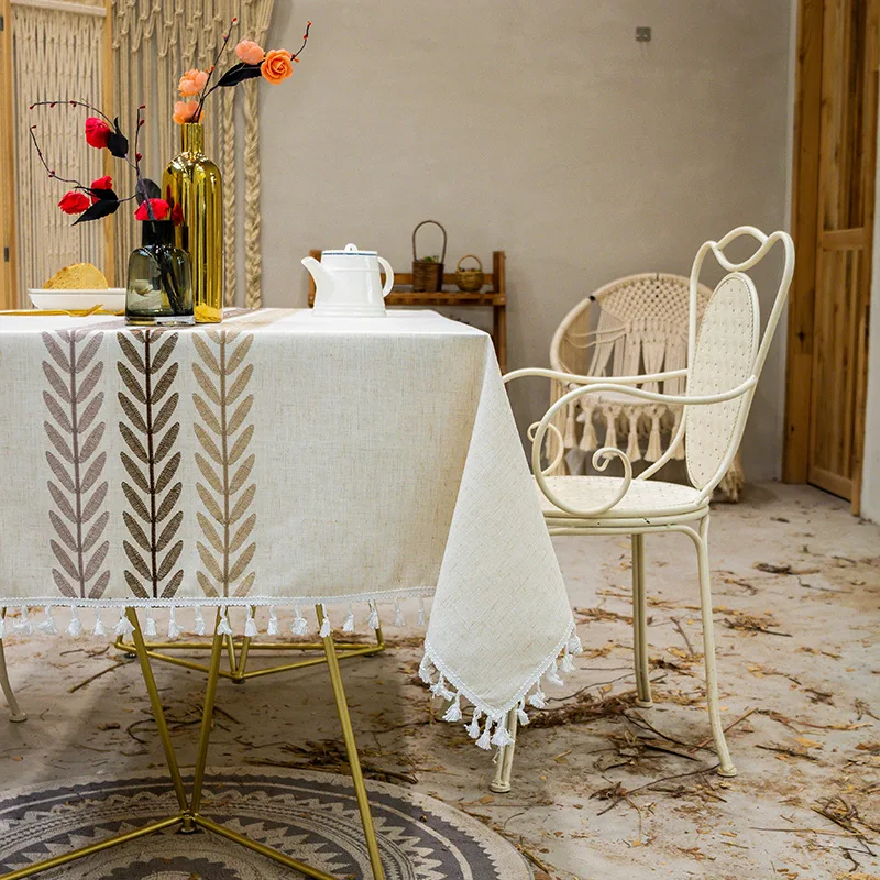 

Europe Table Cloth Fabric Rectangular Coffee Table Tassel Dustproof Tablecloth Home Kitchen Decorative