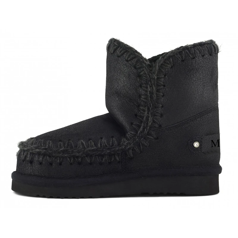 

Moug winter shoes women snow boots original eskimo 18 rhinestone logo handmade sheepskin platform ladies ankle botas
