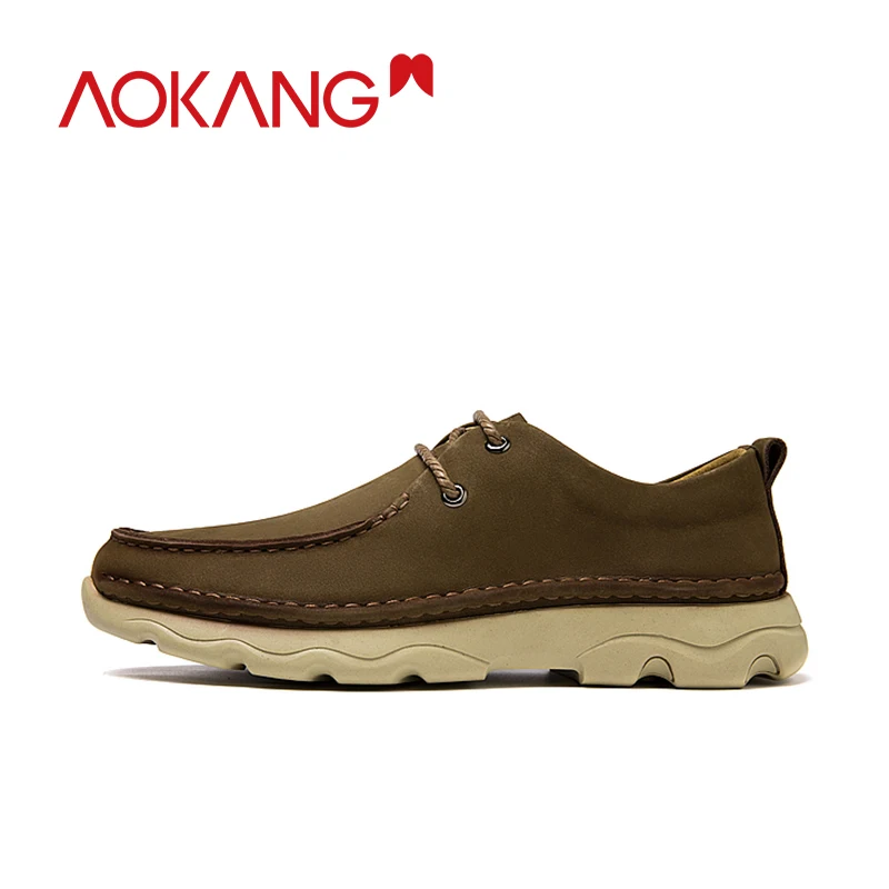 AOKANG 2019 Autumn Casual Shoes Men Oxfords Breathable Loafers Genuine Leather Fashion Lace Up Moccasins | Обувь