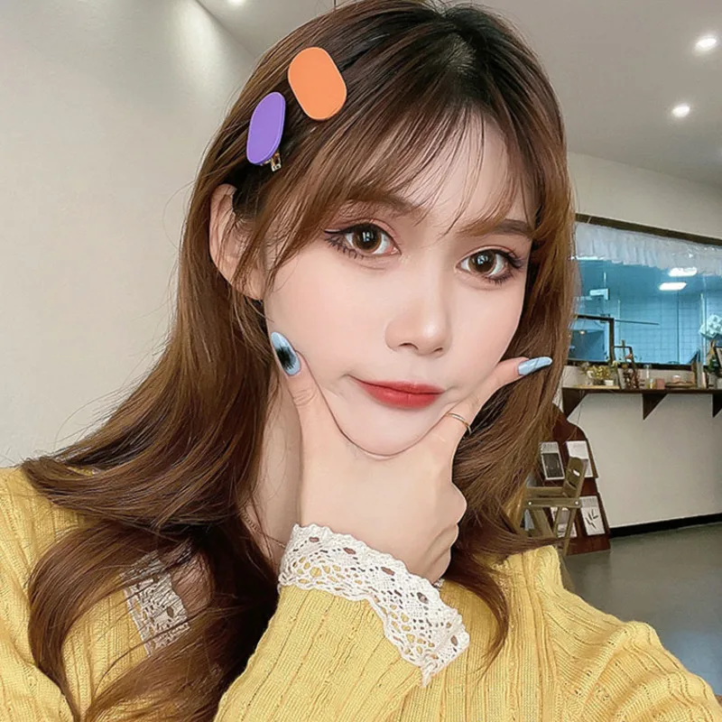 

2 Pcs/set Girls Candy-colored Hair Clips Combination Cute Heart Bangs Clip Side Clip All-match Hairpin Hair Accessories