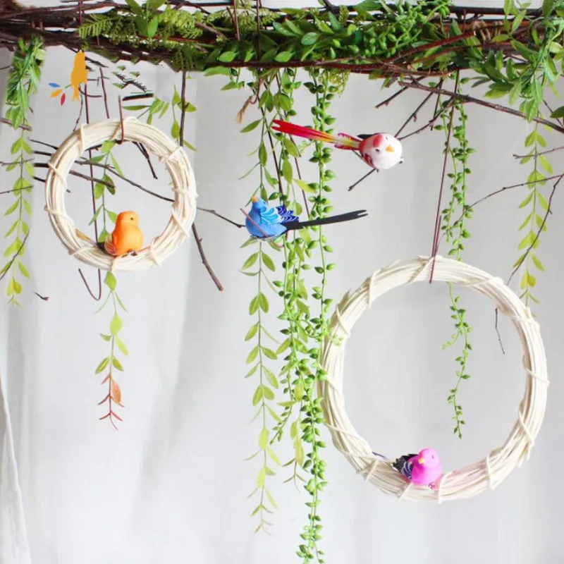 Белое раттановое кольцо искусственных гирлянд и венков с сухими цветами размером от 8 до 25 см для декора дома на Рождество, Пасху и свадьбу в стиле DIY.