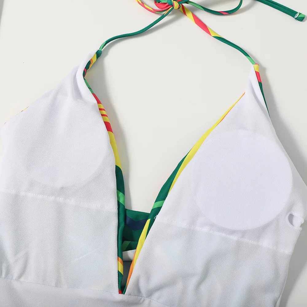 

Sexy V-Neck Bandage One Piece Swimsuits for Women Bodysuit Padded High Waist Bathing Suit Padded Swimwear Monokini Beach Wear