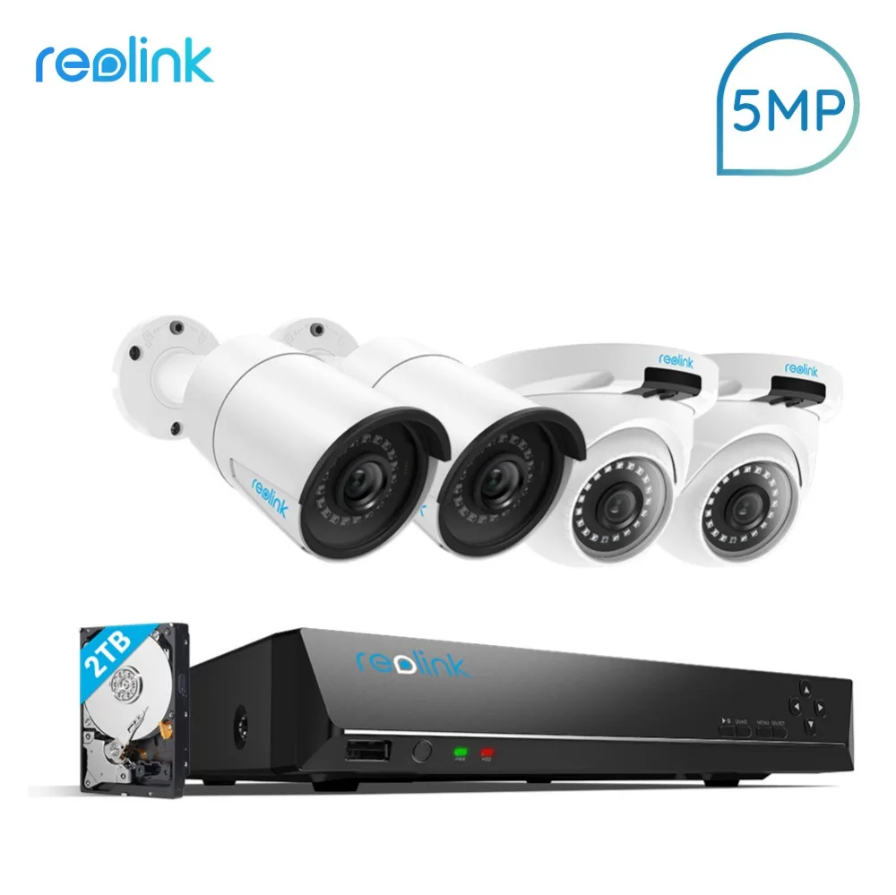 Reolink NVR 8ch для Reolink 4MP/5MP/4K ip камера P2P 24/7 Запись H.264 видео рекордер 2 ТБ HDD RLN8-410