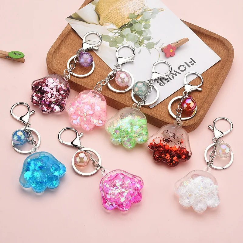 Мультфильм акриловые массаж кошка брелок с изображением лап жидкости