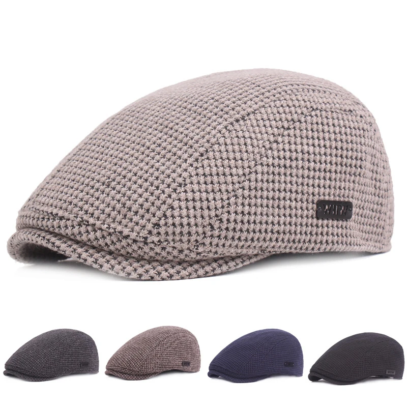 

Fashion New Unisex Ivy Cap Newsboy Thickened Cotton Beret Hats for Men Women Peaked Cap Golf Driving Flat Cabbie Cap Casquette