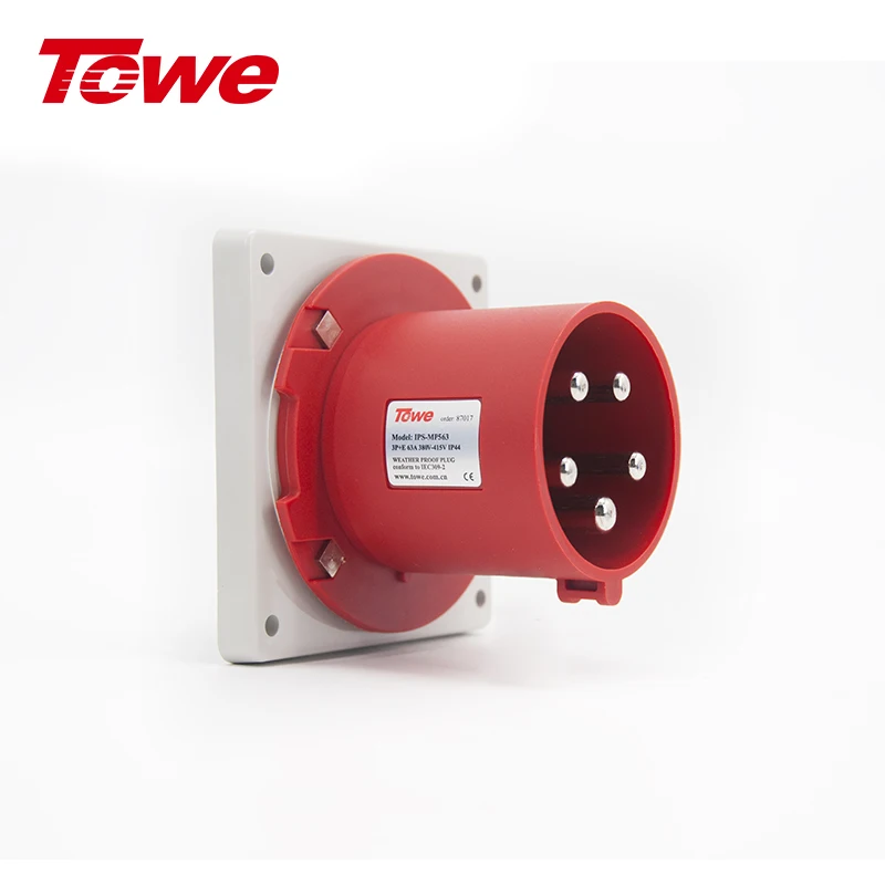 

Towe Industrial Connector plug & socket 63A 3 4 5pins 3P+E Male and female set IP44 Waterproof