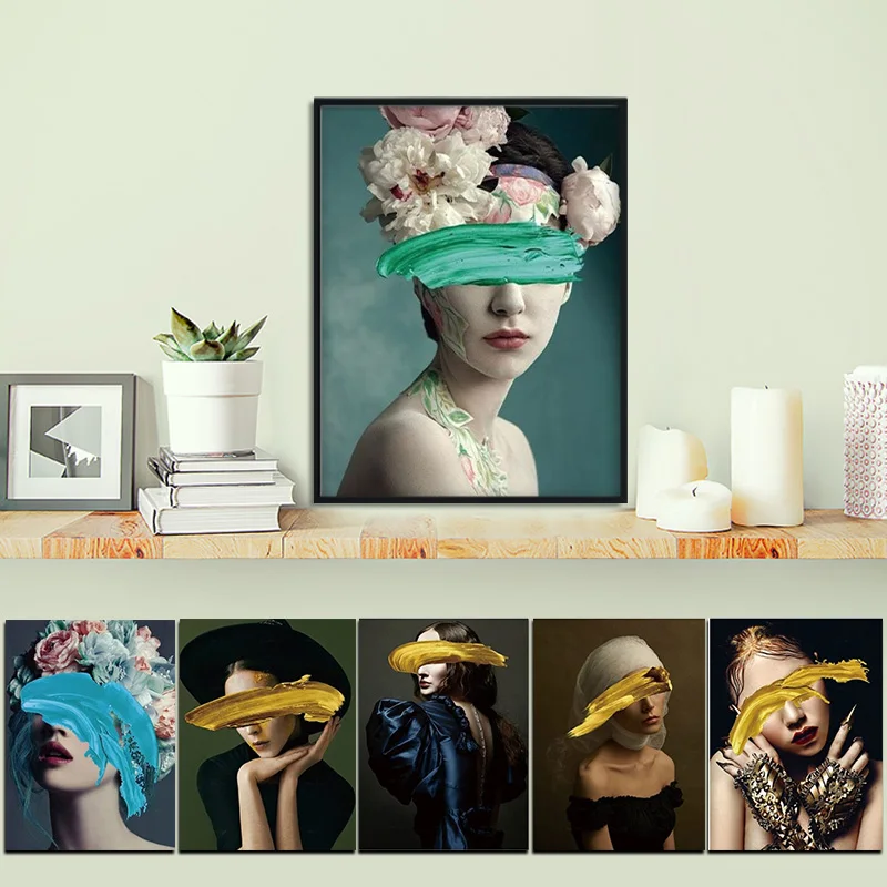 Скандинавский цветок сексуальная женщина Абстрактная Картина на холсте