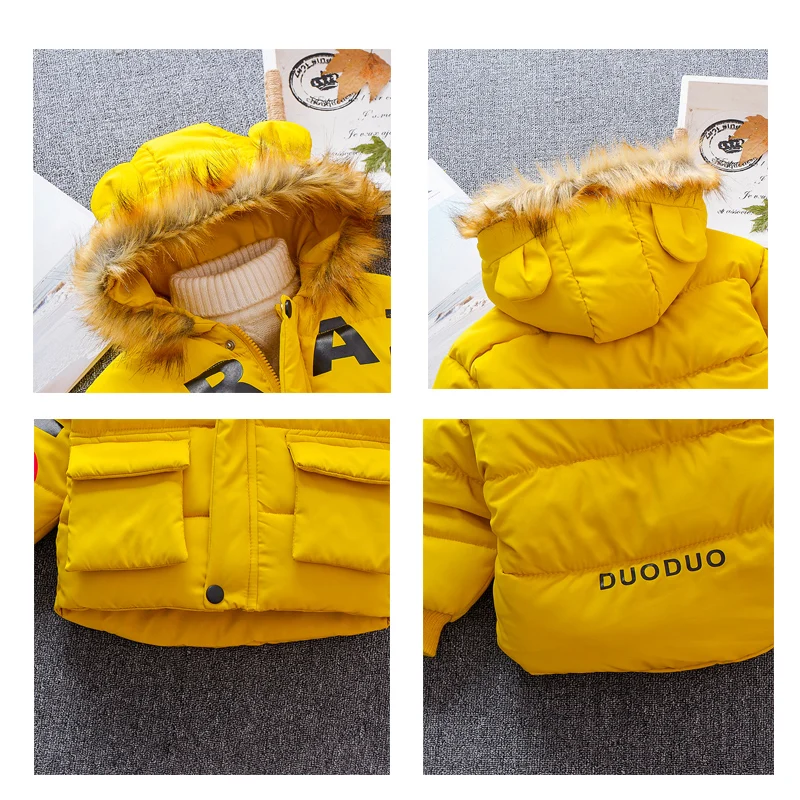 Детские пальто с меховым капюшоном для маленьких девочек коллекция 2019 года