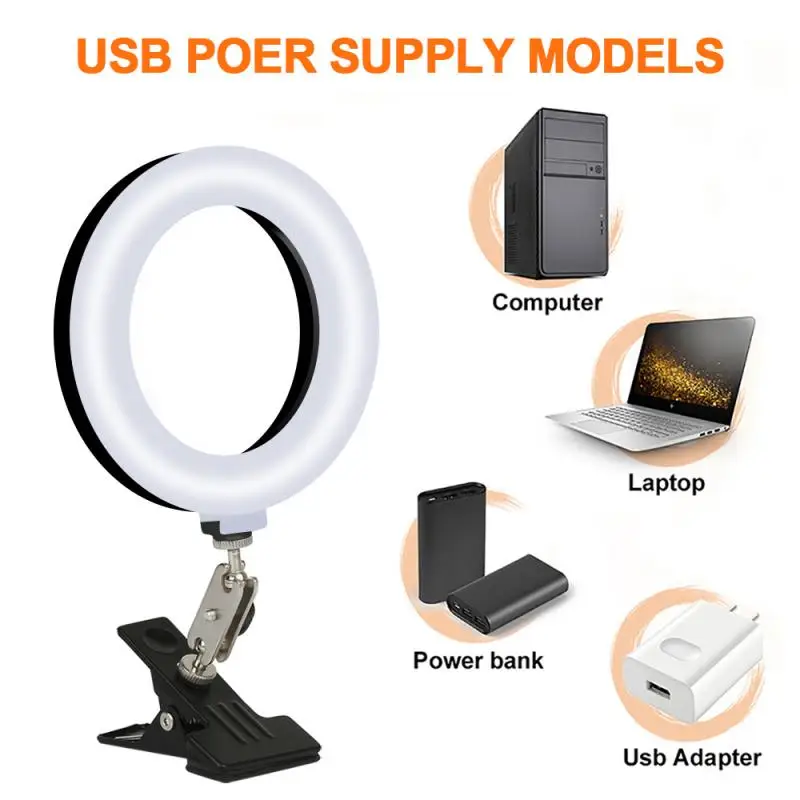

Dimmable LED Selfie Ring Light With Stand USB Selfie Light Ring Lamp Big Photography Ringlight For Computer PC Laptop