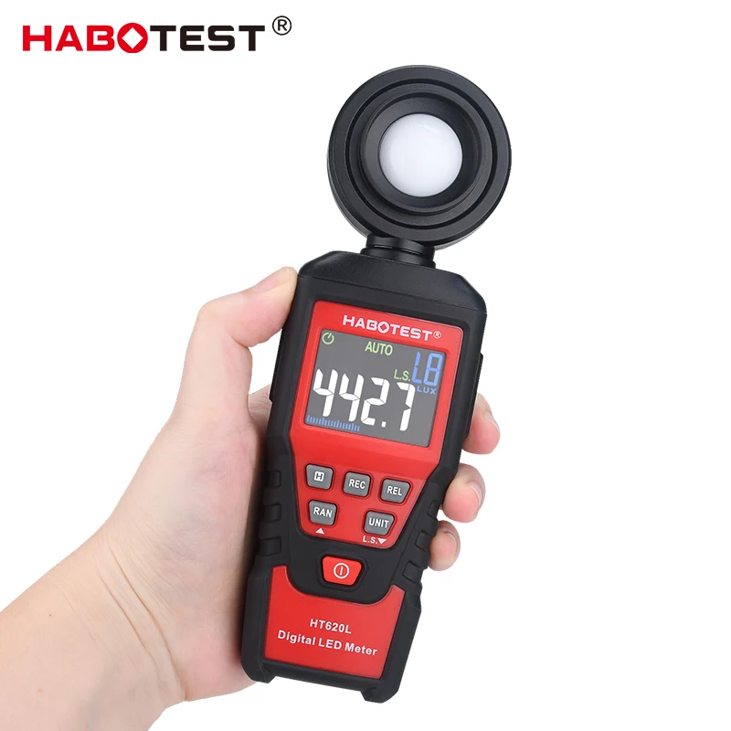 

Цифровой измеритель люкс Habotest HT620, светодиодный тестер светильник, вращающийся датчик ФК, фотометр с цветным ЖК-дисплеем