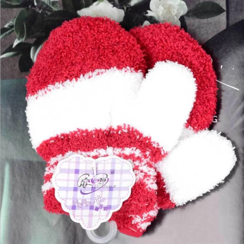 

Новые милые детские перчатки для детей от 0 до 3 лет зимние теплые вязаные перчатки для мальчиков и девочек