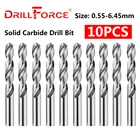 Набор твердосплавных сверл Drillforce 0,55 мм-6,45 мм, спиральная канавка, станок с ЧПУ, спиральное сверло для твердого металла, нержавеющая сталь