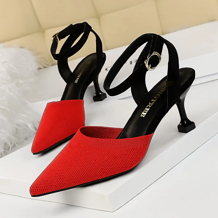 

BIGTREE 2020 Spring Dress Women Sandals Thick High-heeled Buckle Shoes for Girls Fashion Retro Hollow Ladies Dance Shoes Party